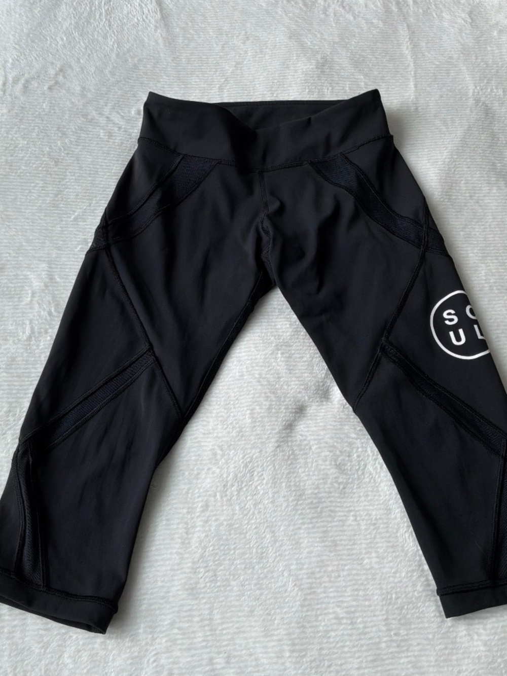 Lululemon x SoulCycle cropped mesh Leggings Black Capri Size 4